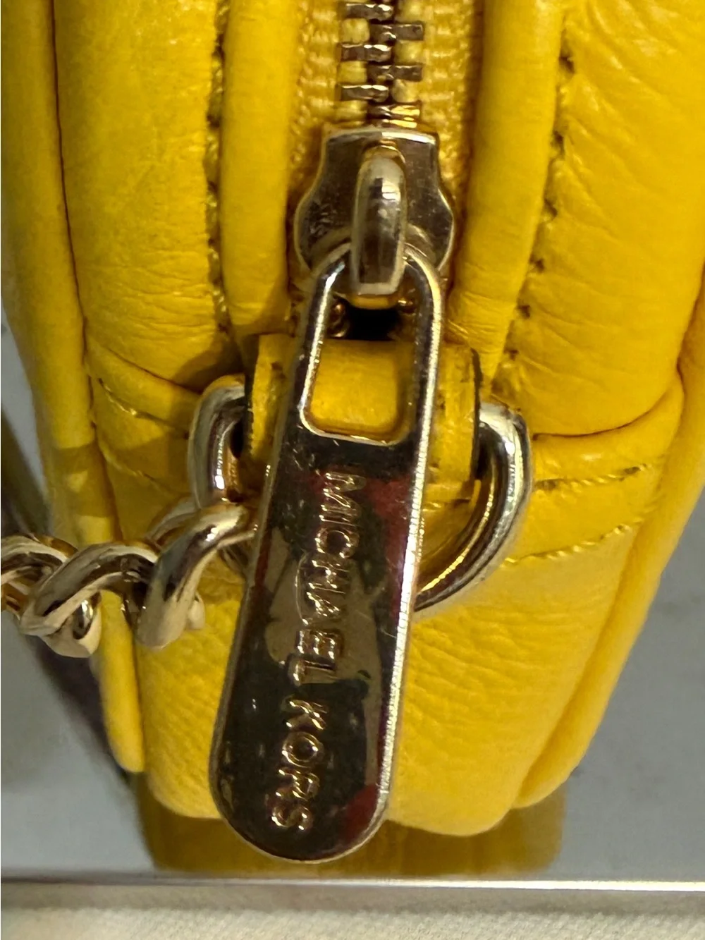 Michael Kors Yellow Pebbled Leather Crossbody Bag with Built In Wallet